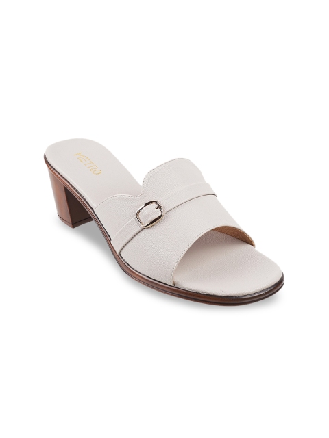 

Metro Grey Block Mules with Buckles