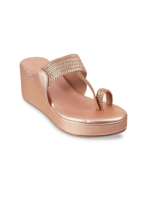 

Metro Rose Gold-Toned Ethnic Wedge Sandals