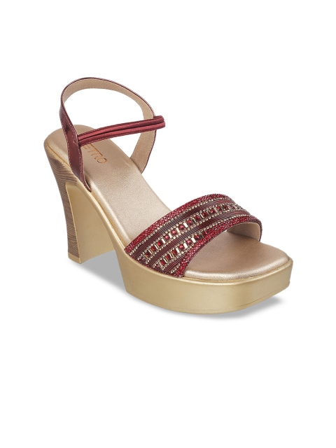 

Metro Maroon Platform Sandals with Laser Cuts