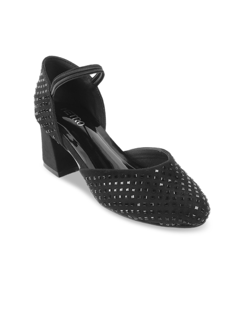 

Metro Black Embellished Block Pumps