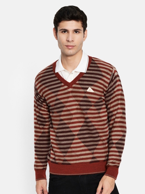 

Monte Carlo Men Orange & Brown Striped Pullover
