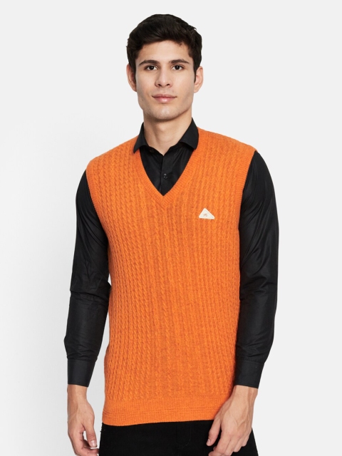 

Monte Carlo Men Orange Cable Knit Woolen Sweater Vest