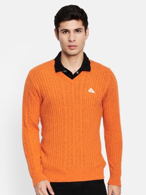 

Monte Carlo Men Orange Cable Knit Wool Pullover