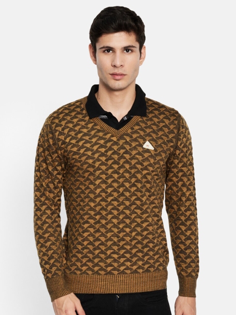 

Monte Carlo Men Green & Mustard Printed Pullover