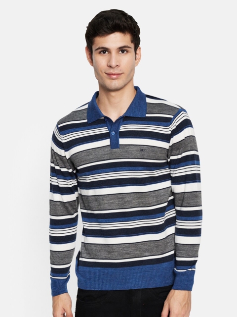 

Monte Carlo Men Multicoloured Striped Polo Collar Slim Fit T-shirt, Multi