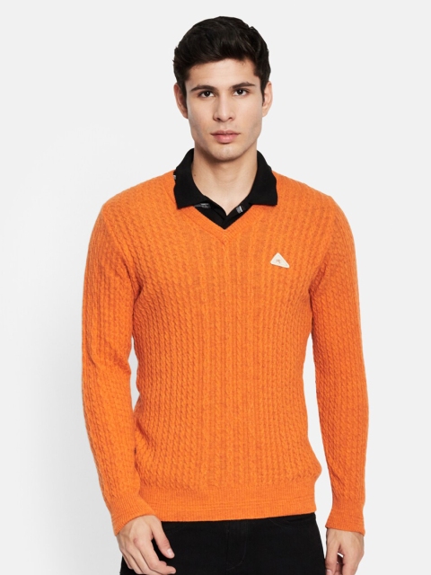 

Monte Carlo Men Orange Cable Knit Woolen Pullover