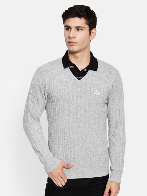 

Monte Carlo Men Grey Wool Cable Knit Pullover