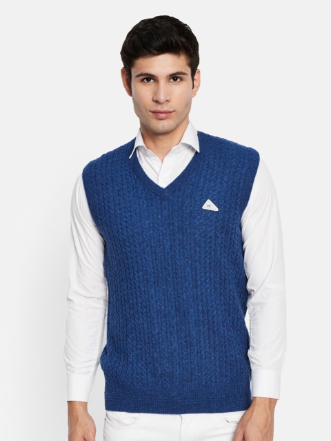 

Monte Carlo Men Blue Wool Cable Knit Sweater Vest
