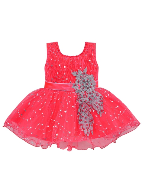 

Wish Karo Red & Grey Embellished Net Dress