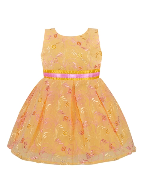 

Wish Karo Mustard Yellow Floral Georgette Dress