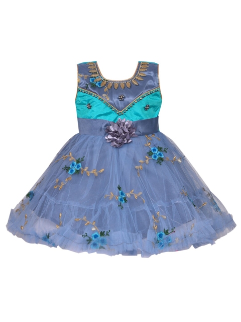 

Wish Karo Sea Green Floral Embroidered Net Dress