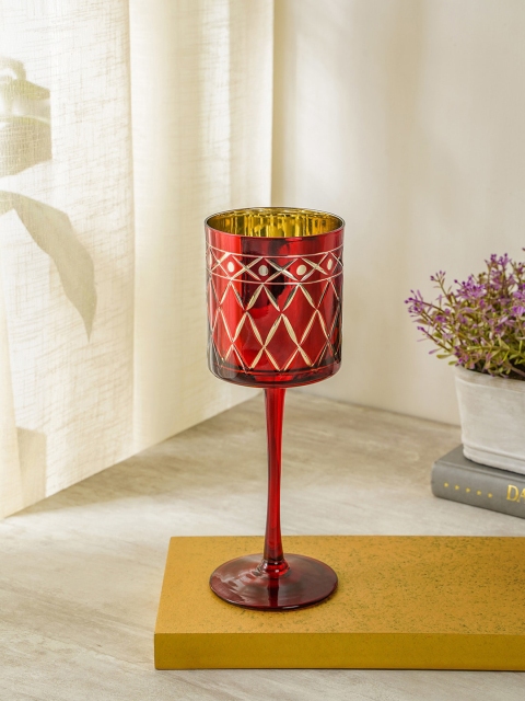 

Pure Home and Living Red & Gold-Toned Glass Candle Holder