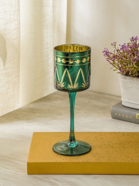 

Pure Home and Living Green & Gold Coloured Glass Candle Holder