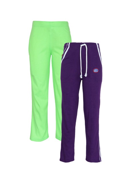 

VIMAL JONNEY Kids Pack of 2 Purple & Green Track Pants