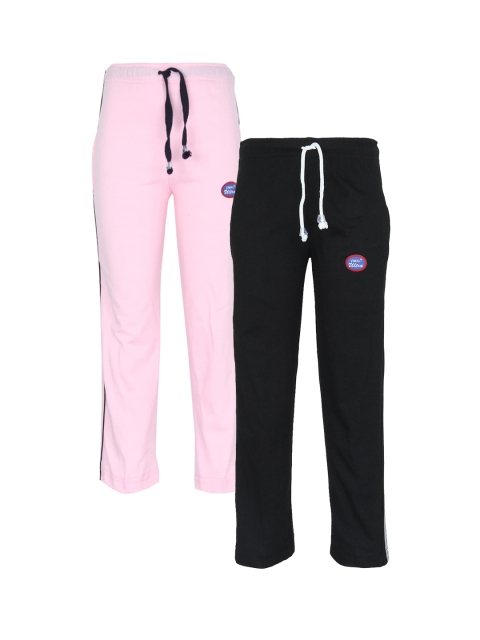 

VIMAL JONNEY Kids Pack of 2 Pink & Black Track Pants