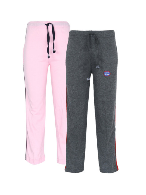 

VIMAL JONNEY Kids Pink & Grey Pack of 2 Cotton Blended Trackpant