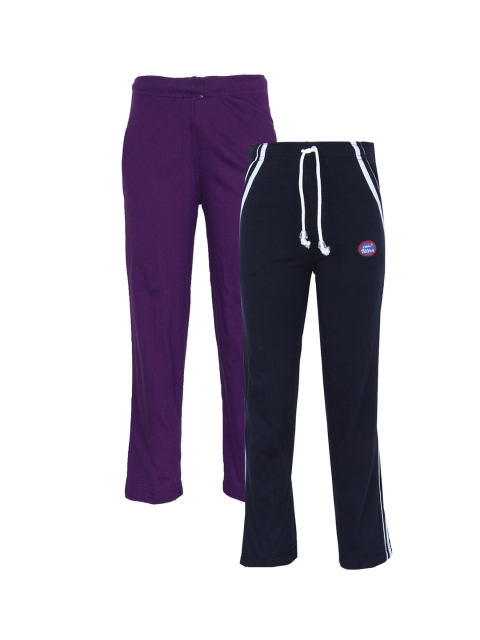

VIMAL JONNEY Kids Navy Blue & Purple Pack of 2 Cotton Blended Trackpant