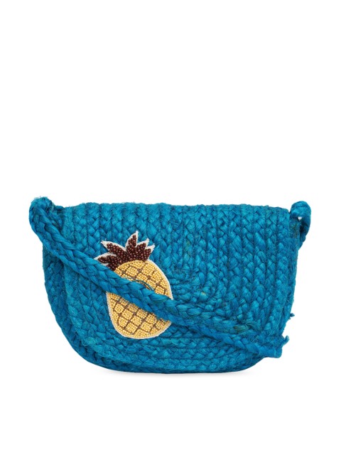 

Diwaah Blue Seld Design Half Moon Sling Bag