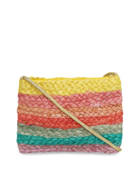 

Diwaah Multicoloured Self Design Jute Sling Bag, Multi