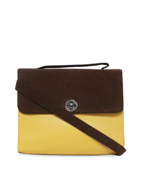 

Diwaah Yellow Colourblocked Structured Satchel
