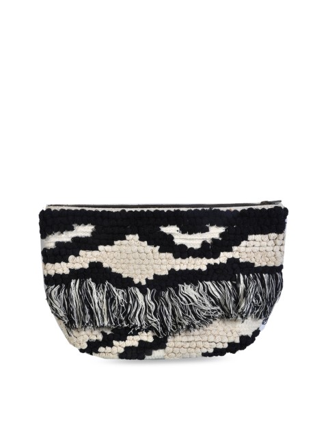 

Diwaah Black & Off White Embroidered Pure Cotton Purse Clutch