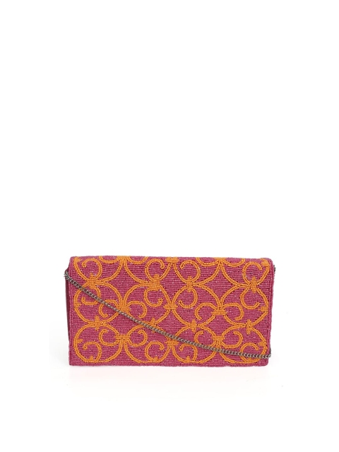 

Diwaah Pink & Yellow Embellished Pure Cotton Box Clutch