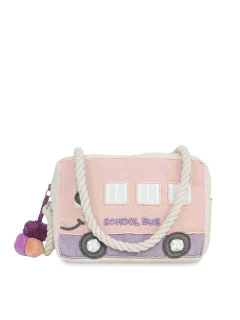 

Diwaah White & Pink Printed Structured Sling Bag