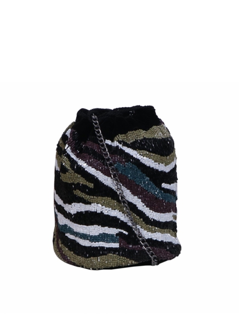 

Diwaah Black & White Embellished Potli Clutch