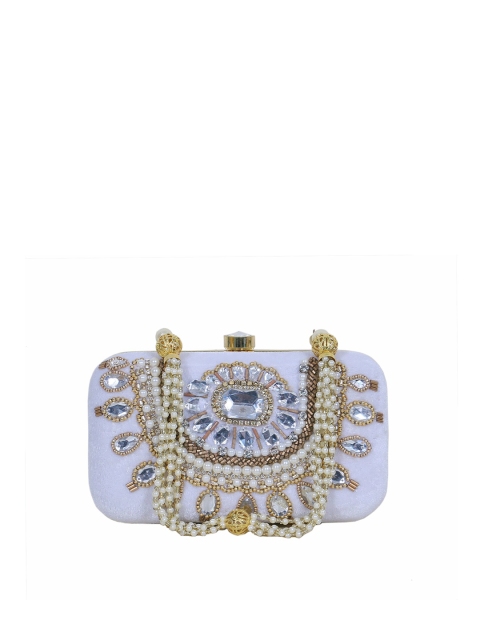 

Diwaah Lavender & White Embellished Box Clutch