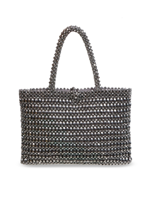 

Diwaah Silver-Toned Embellished Swagger Shoulder Bag