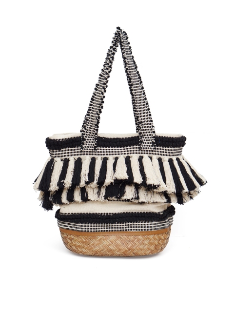 

Diwaah Woman Black Tasselled Tote Bag