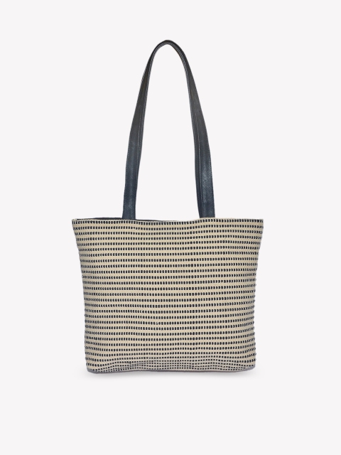 

Diwaah Off White Striped Shopper Tote Bag with Applique