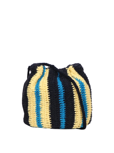 

Diwaah Multicoloured Striped Embellished Pure Cotton Potli Clutch, Multi