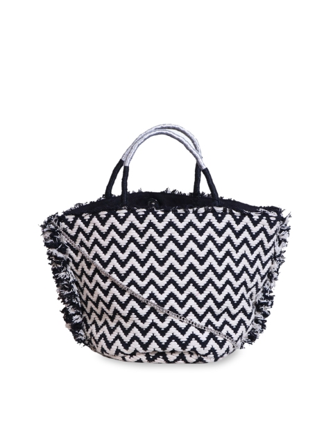 

Diwaah Women Geometric Woven Design Oversized Shopper Tote Bag, Black