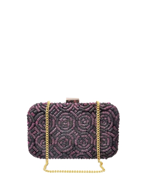 

Diwaah Purple & Gold-Toned Embellished Box Clutch