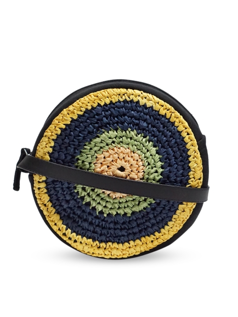 

Diwaah Navy Blue Colourblocked Embellished Sling Bag