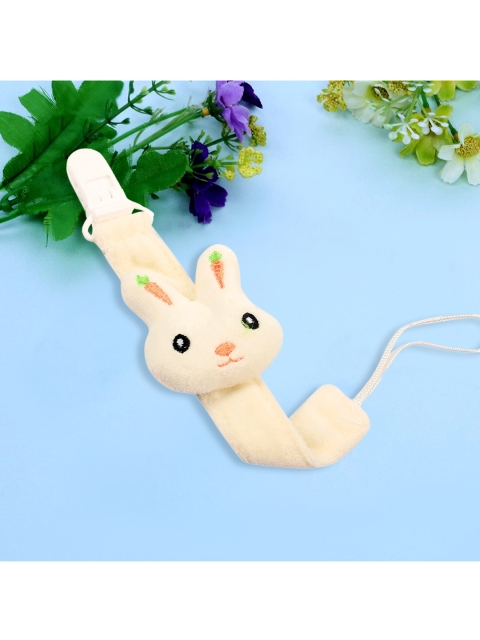 

Baby Moo Infant Kids Cream-Coloured & Orange Rabbit Pacifier Holder