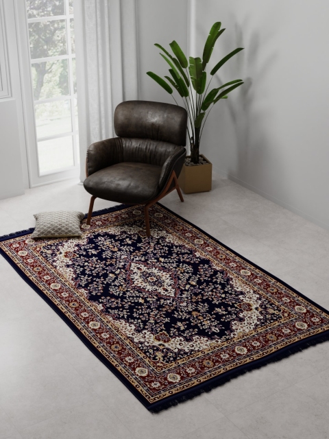 

Raymond Home Navy Blue & Brown Ethnic Motifs Printed Carpet