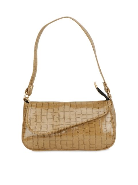 

ZEVORA Beige Textured PU Structured Handheld Bag