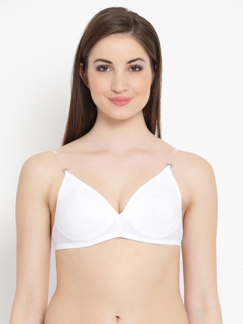 

Clovia Cotton Bra With Transparent Straps & Back - White