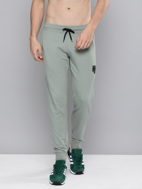 

HERE&NOW Men Grey Brand Logo Printed Pure Cotton Joggers
