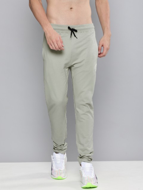 

HERE&NOW Men Grey Brand Logo Printed Pure Cotton Regular Track Pants