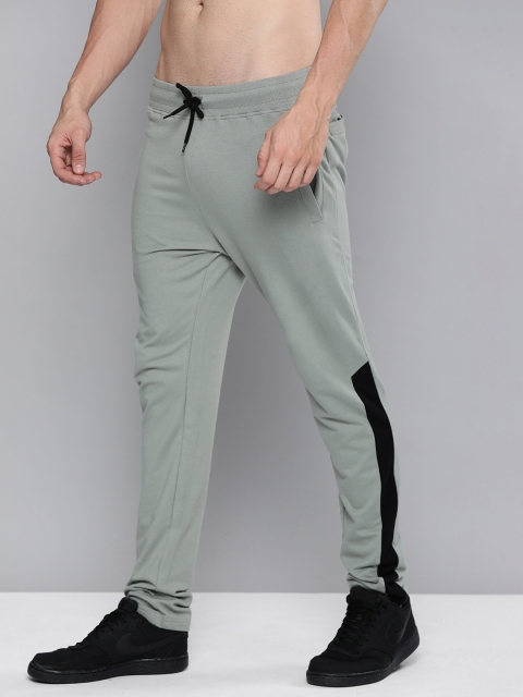 

HERE&NOW Men Grey Colourblocked Pure Cotton Regular Track Pants