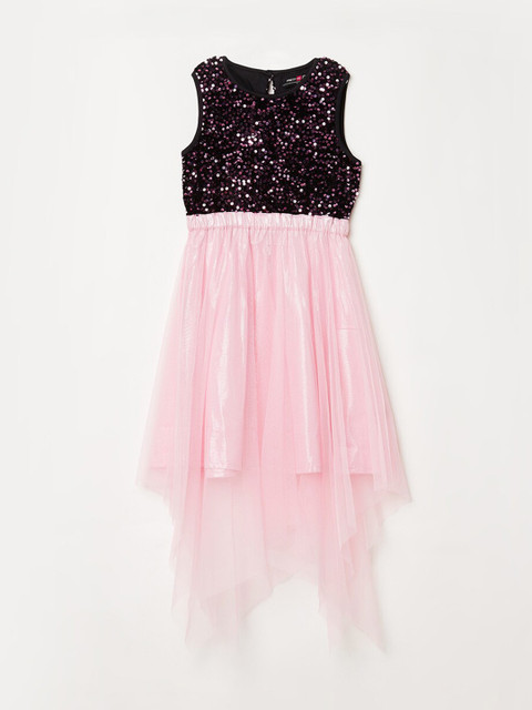 

Fame Forever by Lifestyle Pink & Black Sequined Net Dress