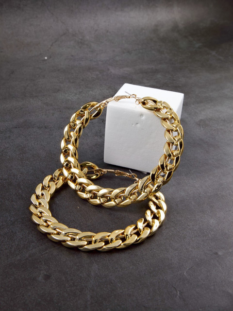 

anore Women Gold-Toned Exaggerated Large Hoop Earrings