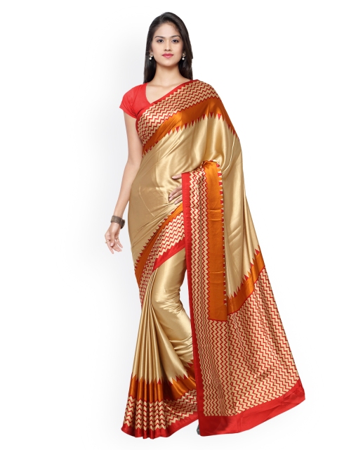

Saree mall Beige & Red Crepe Printed Saree