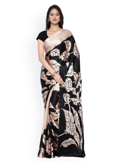 

Saree mall Black & Cream-Coloured Crepe Printed Saree