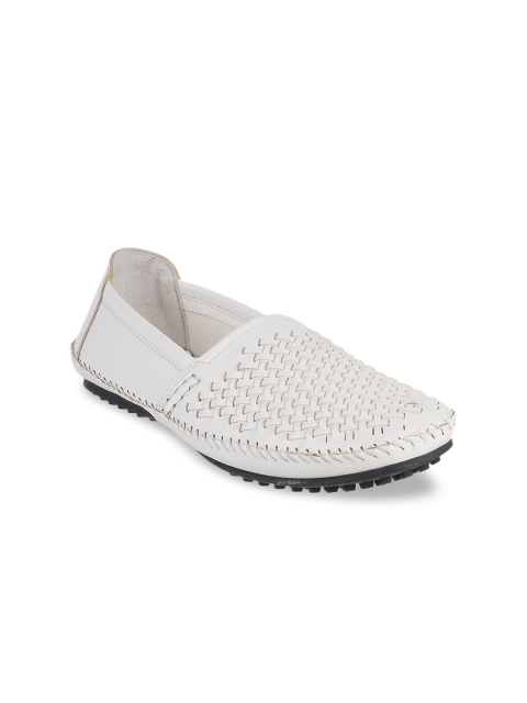 

WALKWAY Men White Woven Design Loafers