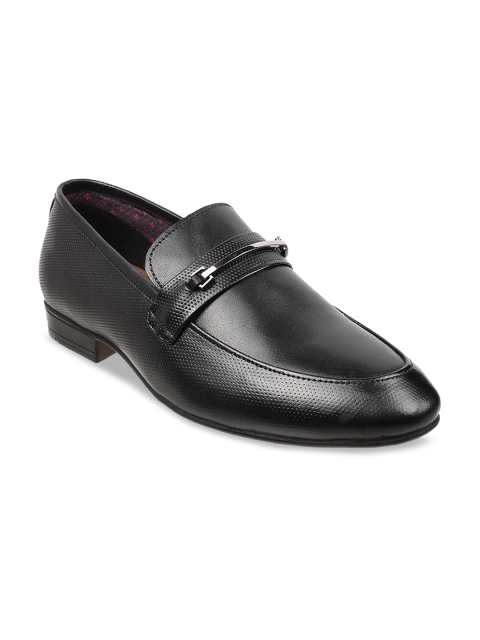 

WALKWAY by Metro Men Black Solid Leather Formal Loafers