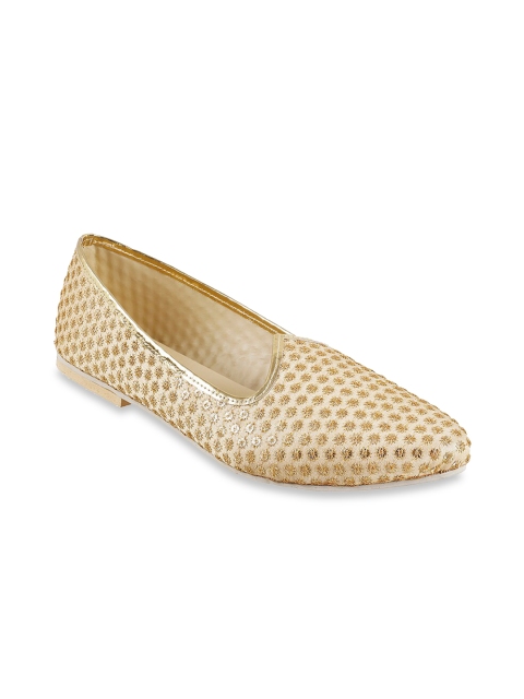 

WALKWAY Men Gold-Toned Ethnic Shoe-Style Sandals